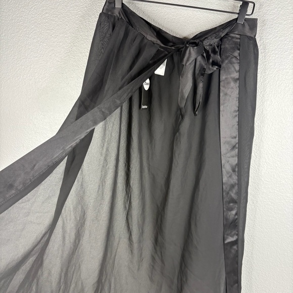 NWT Boohoo Essentials Satin Tie Beach Sarong Black - Picture 2 of 11